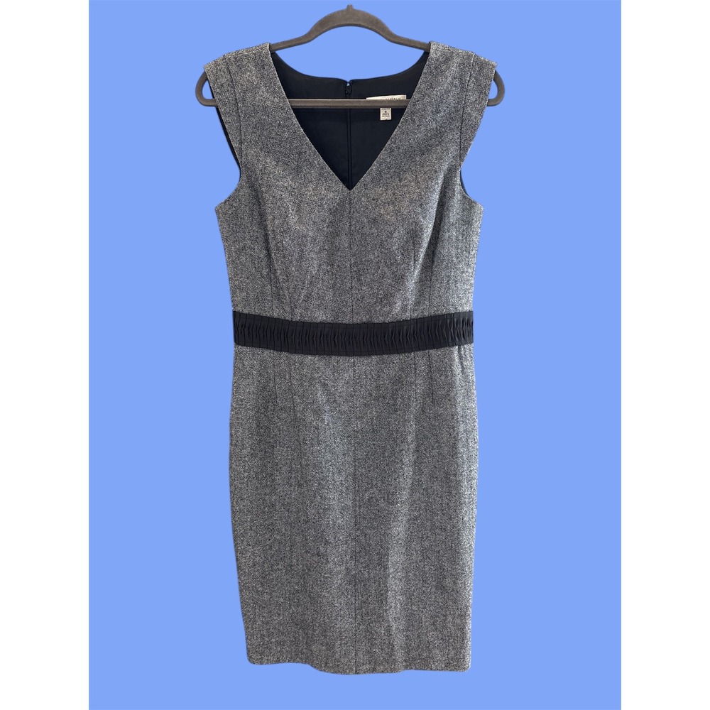Banana Republic Stretch Dress Sz 10 Sleeveless Black Lined Ruched Waist‎